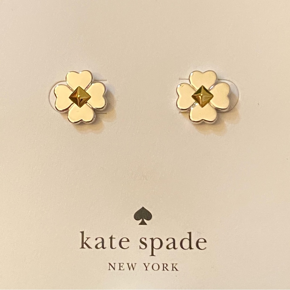 Kate Spade NIB Spades and Studs Two-Tone Earrings